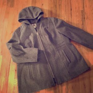 Anne Klein Wool grey hooded coat 2X